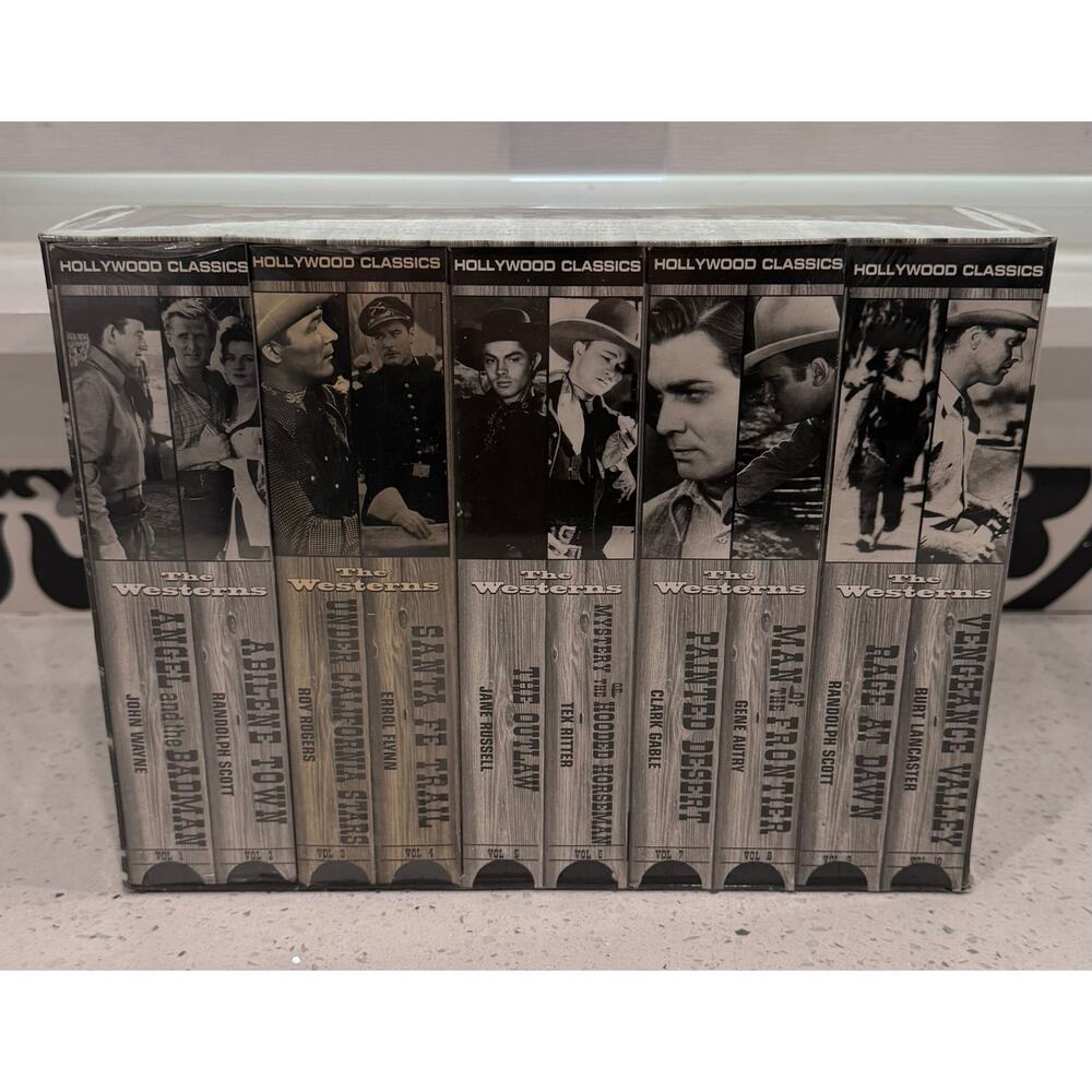 VTG NIP The Westerns Hollywood Classics 10 VHS Box set Madacy Music Group 1994 - Picture 2 of 5
